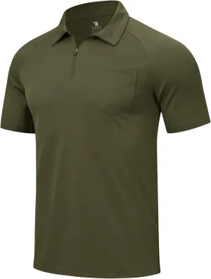 Rdruko Men's Polo Shirts with Pocket Short Sleeve Dry Fit 1/4 Zip Golf Sports Collared Summer T Shirts