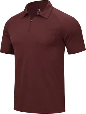 Rdruko Men's Polo Shirts with Pocket Short Sleeve Dry Fit 1/4 Zip Golf Sports Collared Summer T Shirts