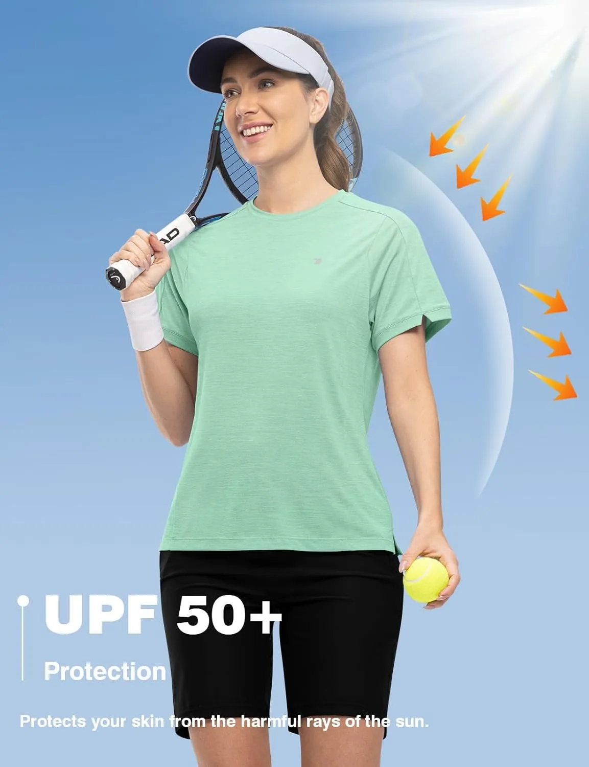 Rdruko Women's Workout Shirts Short Sleeve Dry Fit Moisture Wicking UPF 50  Sun Protection Running Gym Athletic T-Shirts