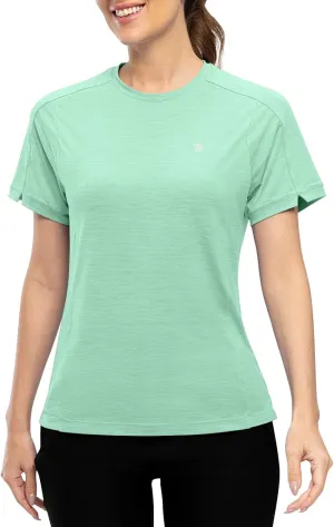 Rdruko Women's Workout Shirts Short Sleeve Dry Fit Moisture Wicking UPF 50  Sun Protection Running Gym Athletic T-Shirts