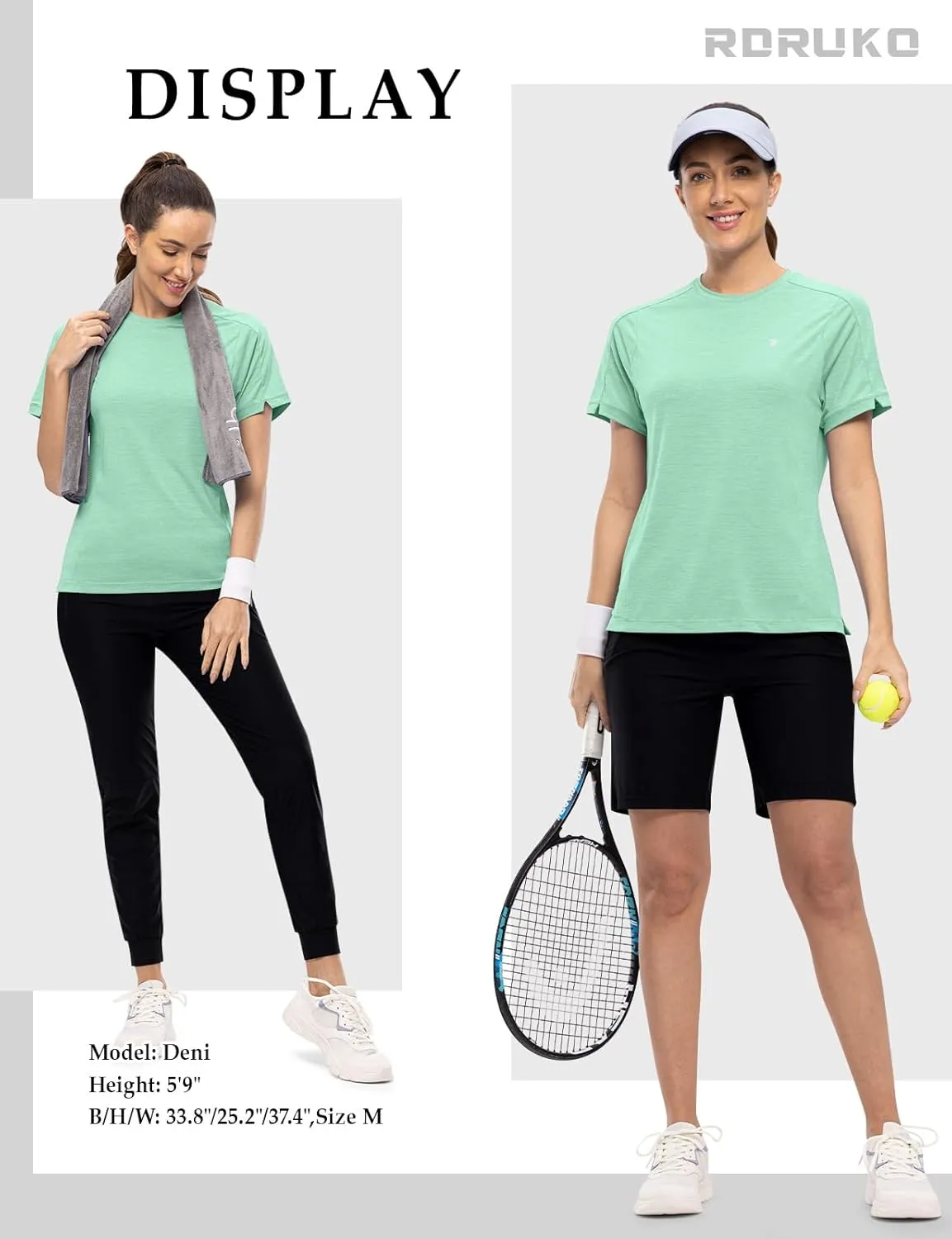 Rdruko Women's Workout Shirts Short Sleeve Dry Fit Moisture Wicking UPF 50  Sun Protection Running Gym Athletic T-Shirts