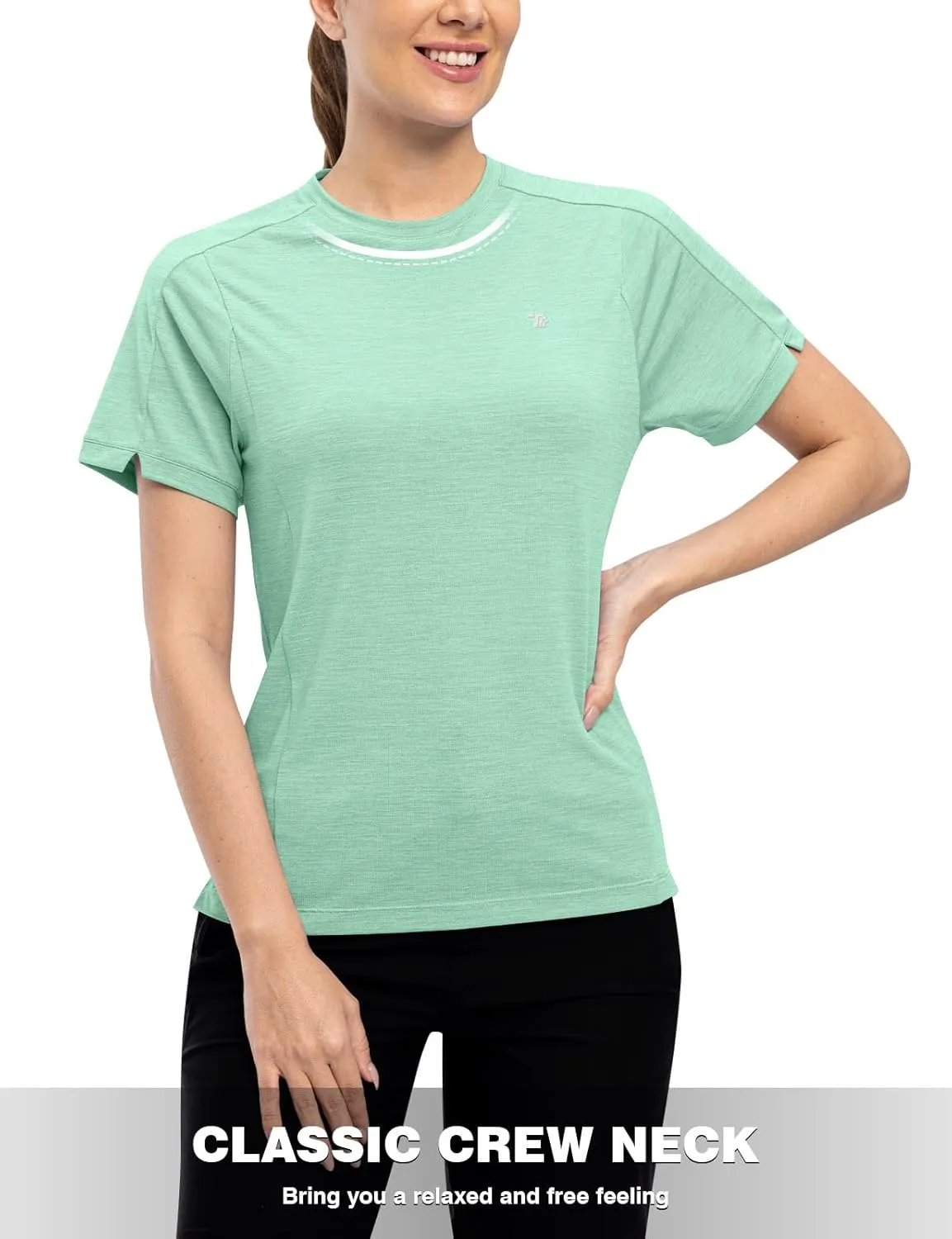 Rdruko Women's Workout Shirts Short Sleeve Dry Fit Moisture Wicking UPF 50  Sun Protection Running Gym Athletic T-Shirts