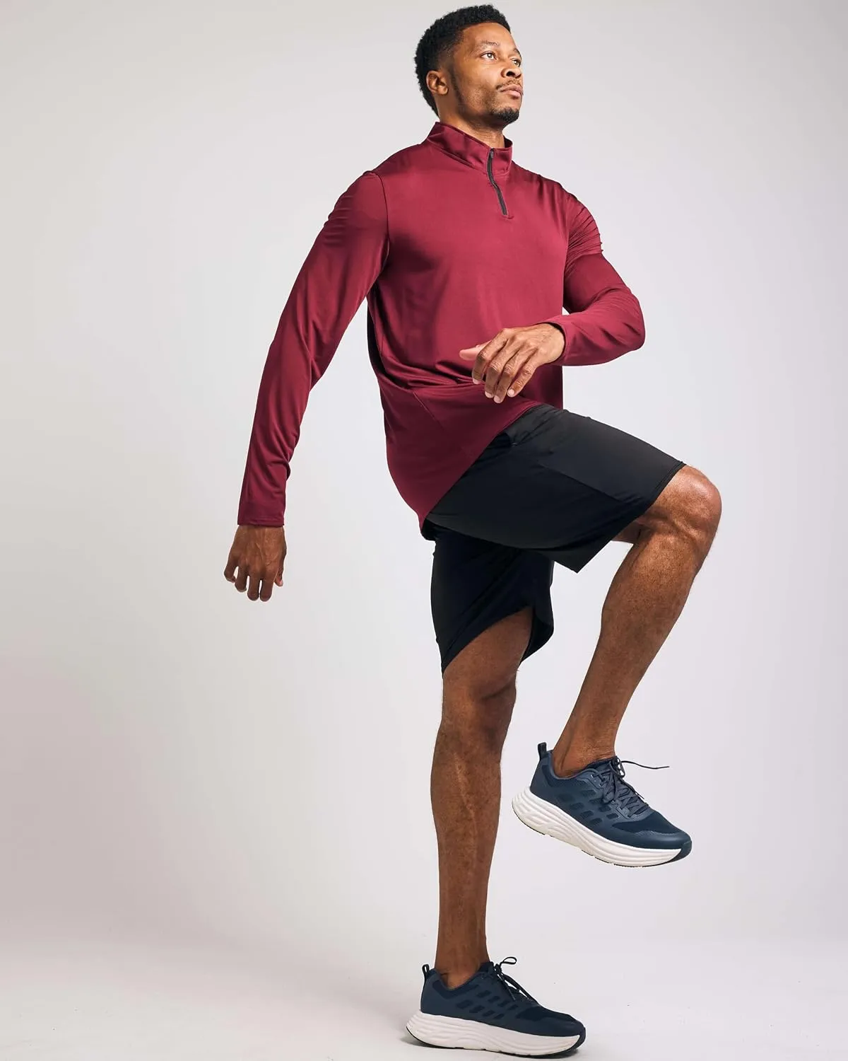 Real Essentials 3 Pack: Men's Dry-Fit Active Quarter Zip Long Sleeve Athletic Performance Pullover (Available in Big & Tall)