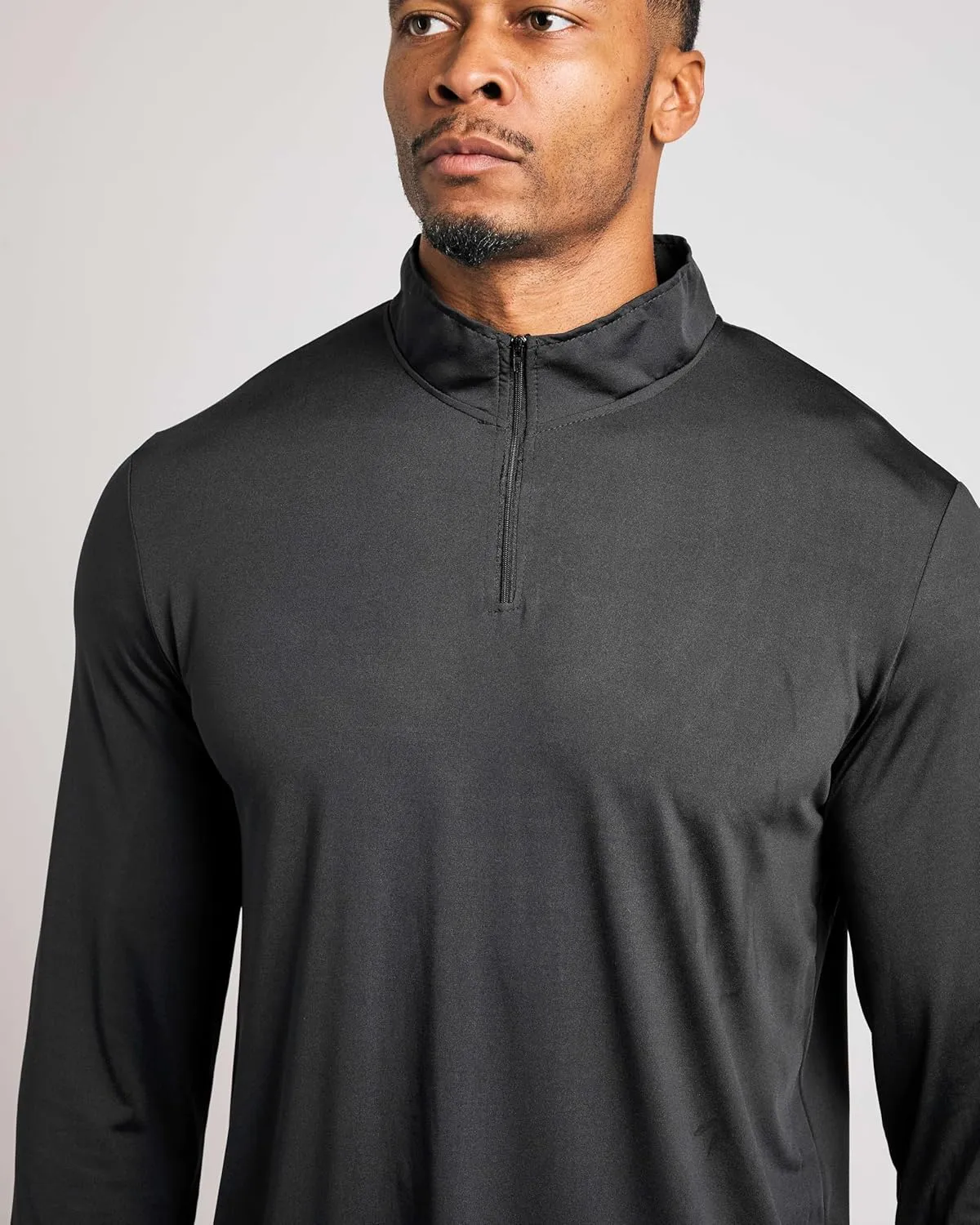 Real Essentials 3 Pack: Men's Dry-Fit Active Quarter Zip Long Sleeve Athletic Performance Pullover (Available in Big & Tall)