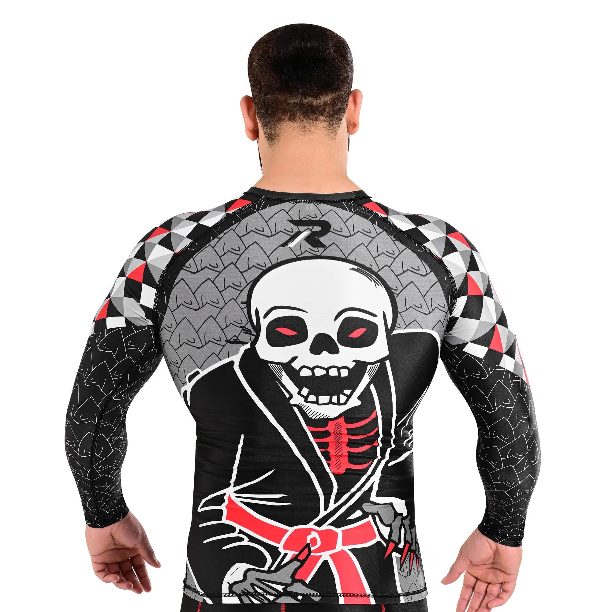 ROAR MMA Jiujitsu White Rash Guard Fight Training Gym Fitness Full Sleeve Workout Shirt