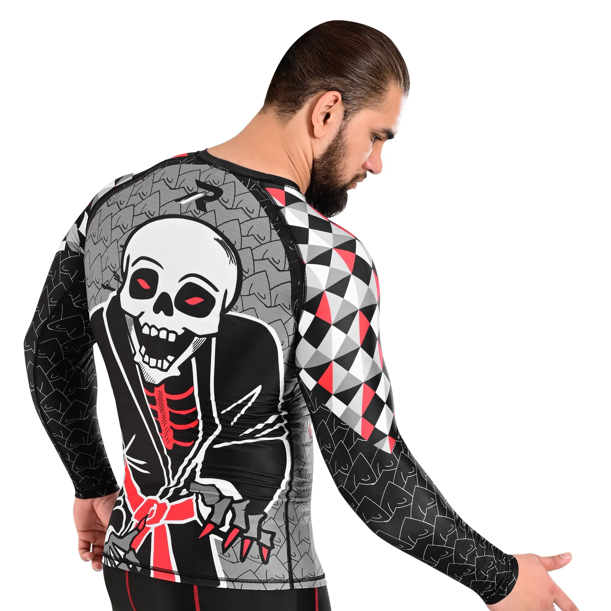ROAR MMA Jiujitsu White Rash Guard Fight Training Gym Fitness Full Sleeve Workout Shirt