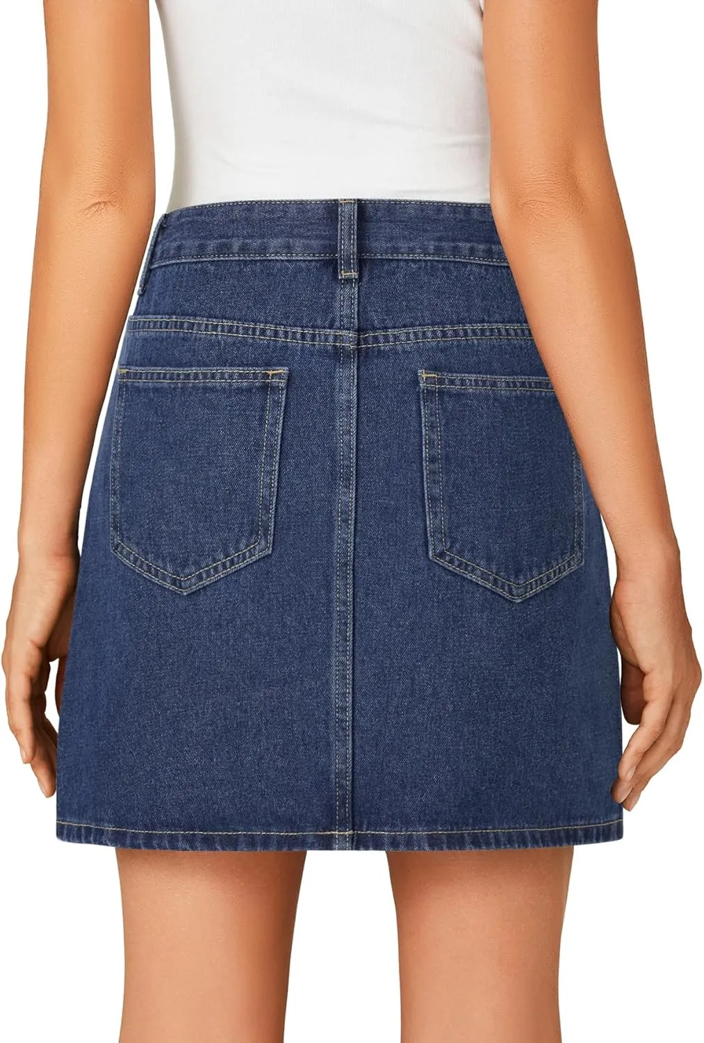 Rooscier Women's High Waisted Jean Skirt Trendy Summer Button Up Denim Mini Skirt