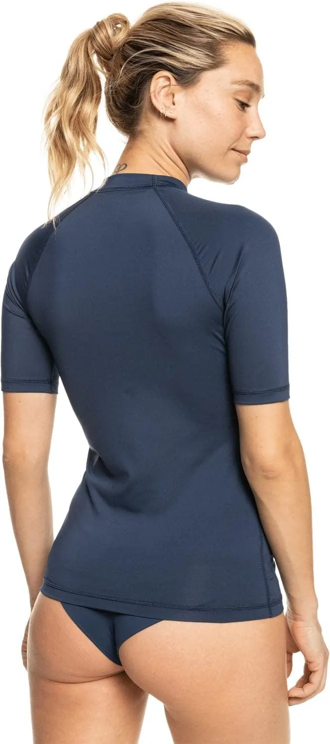 Roxy Womens Short Sleeve Rashguard  UPF 50 , Compression Fit, Surf, Hiking, Yoga, Quick-Dry