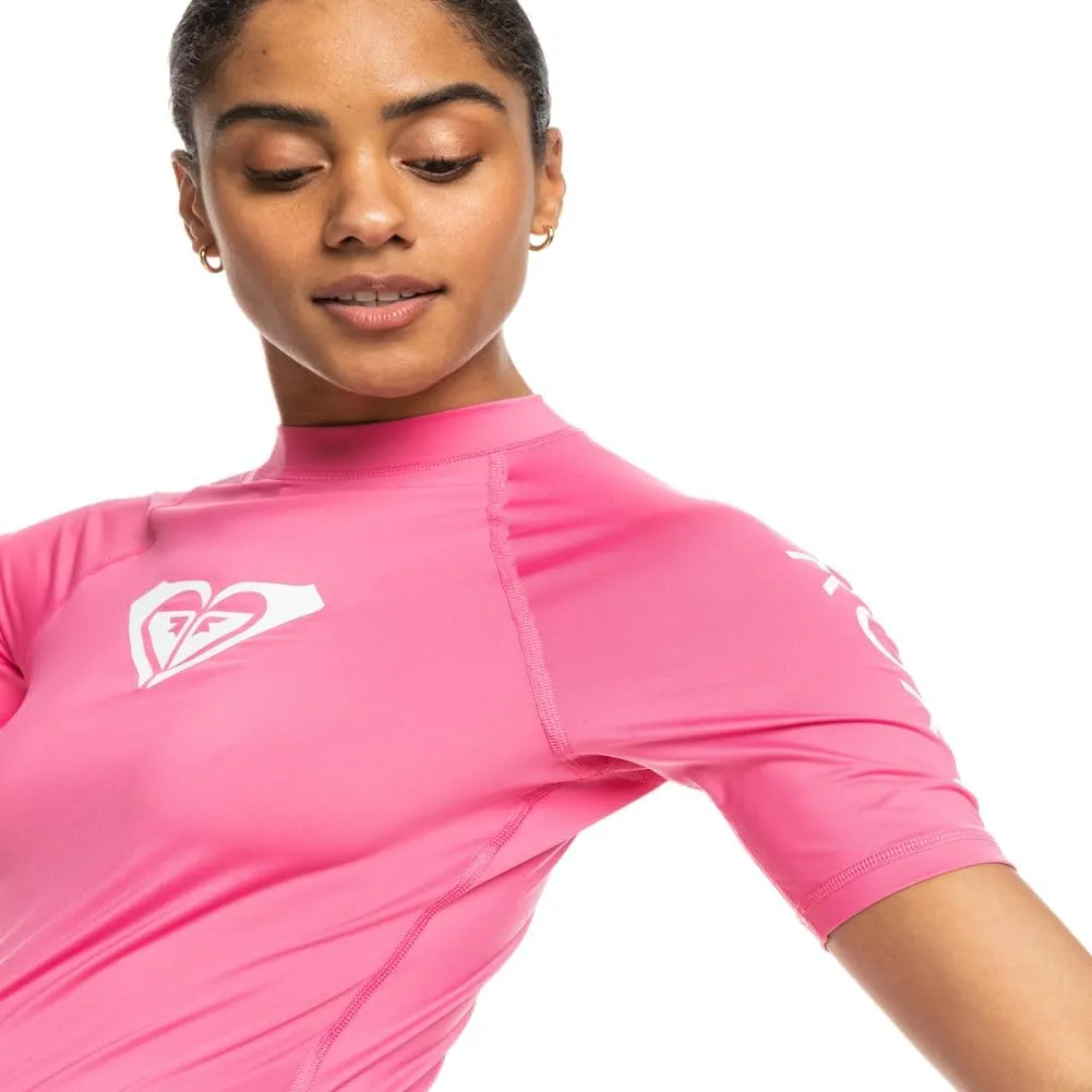 Roxy Womens Short Sleeve Rashguard  UPF 50 , Compression Fit, Surf, Hiking, Yoga, Quick-Dry