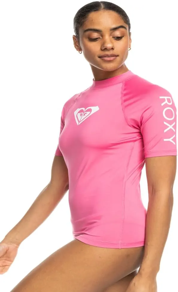 Roxy Womens Short Sleeve Rashguard  UPF 50 , Compression Fit, Surf, Hiking, Yoga, Quick-Dry