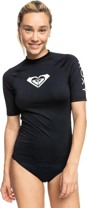 Roxy Womens Short Sleeve Rashguard  UPF 50 , Compression Fit, Surf, Hiking, Yoga, Quick-Dry