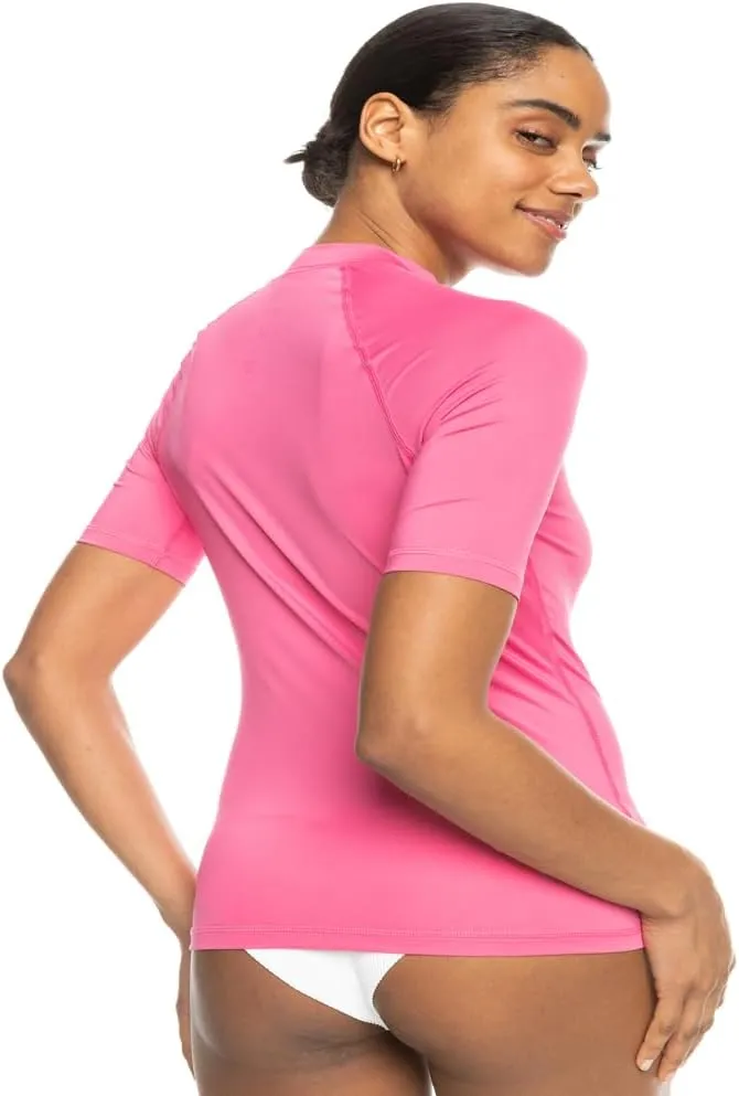 Roxy Womens Short Sleeve Rashguard  UPF 50 , Compression Fit, Surf, Hiking, Yoga, Quick-Dry