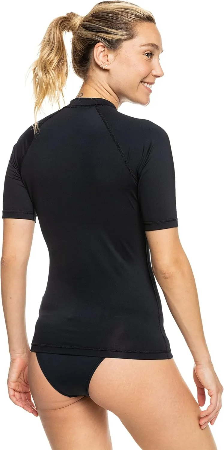 Roxy Womens Short Sleeve Rashguard  UPF 50 , Compression Fit, Surf, Hiking, Yoga, Quick-Dry