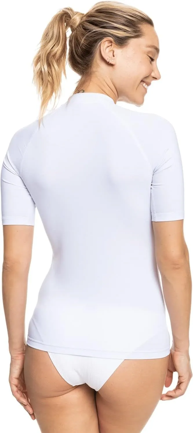 Roxy Womens Short Sleeve Rashguard  UPF 50 , Compression Fit, Surf, Hiking, Yoga, Quick-Dry