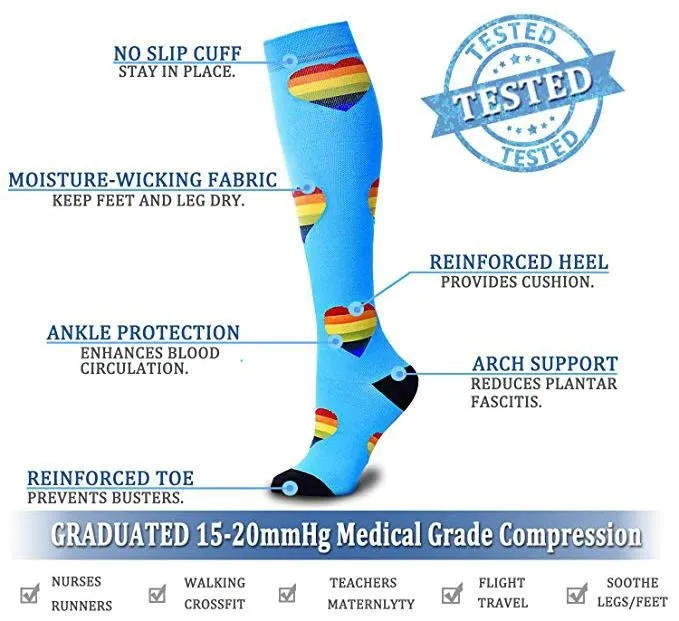 ROYALUCK 6 Pairs New Arrival Compression Socks Flower Butterfly Sports socks