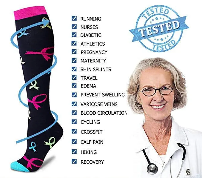 ROYALUCK 6 Pairs New Arrival Compression Socks Flower Butterfly Sports socks