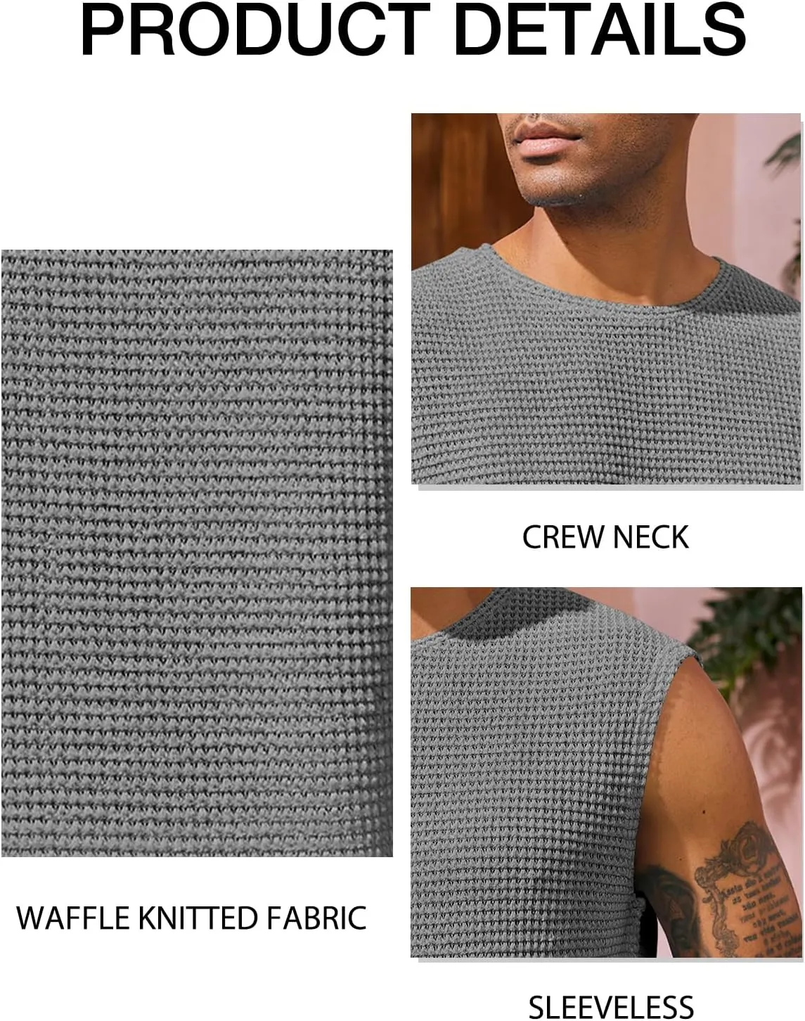 Runcati Mens Waffle Tank Tops Sleeveless T-Shirts Athletic Muscle Summer Beach Hippie Shirts