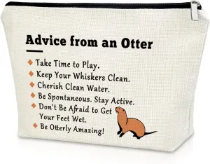 Sazuwu Otter Lover Gift Sea Otter Gifts for Women Makeup Bag Animal Lover Gift Cute Otter Animal Gift Inspiration Gifts for Friend Female Cosmetic Bag Birthday Christmas Gifts Travel Pouch