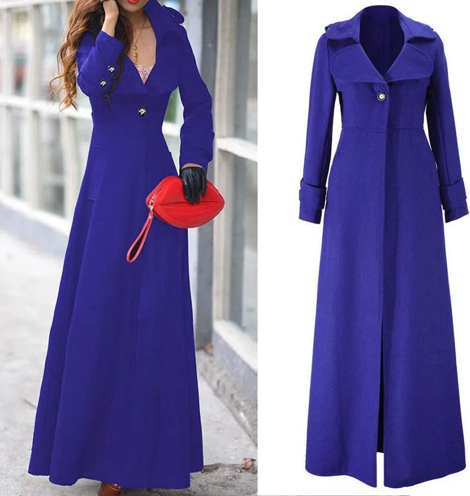 SERYU Womens Winter Lapel Slim Coat Trench Jacket Long Parka Overcoat Outwear