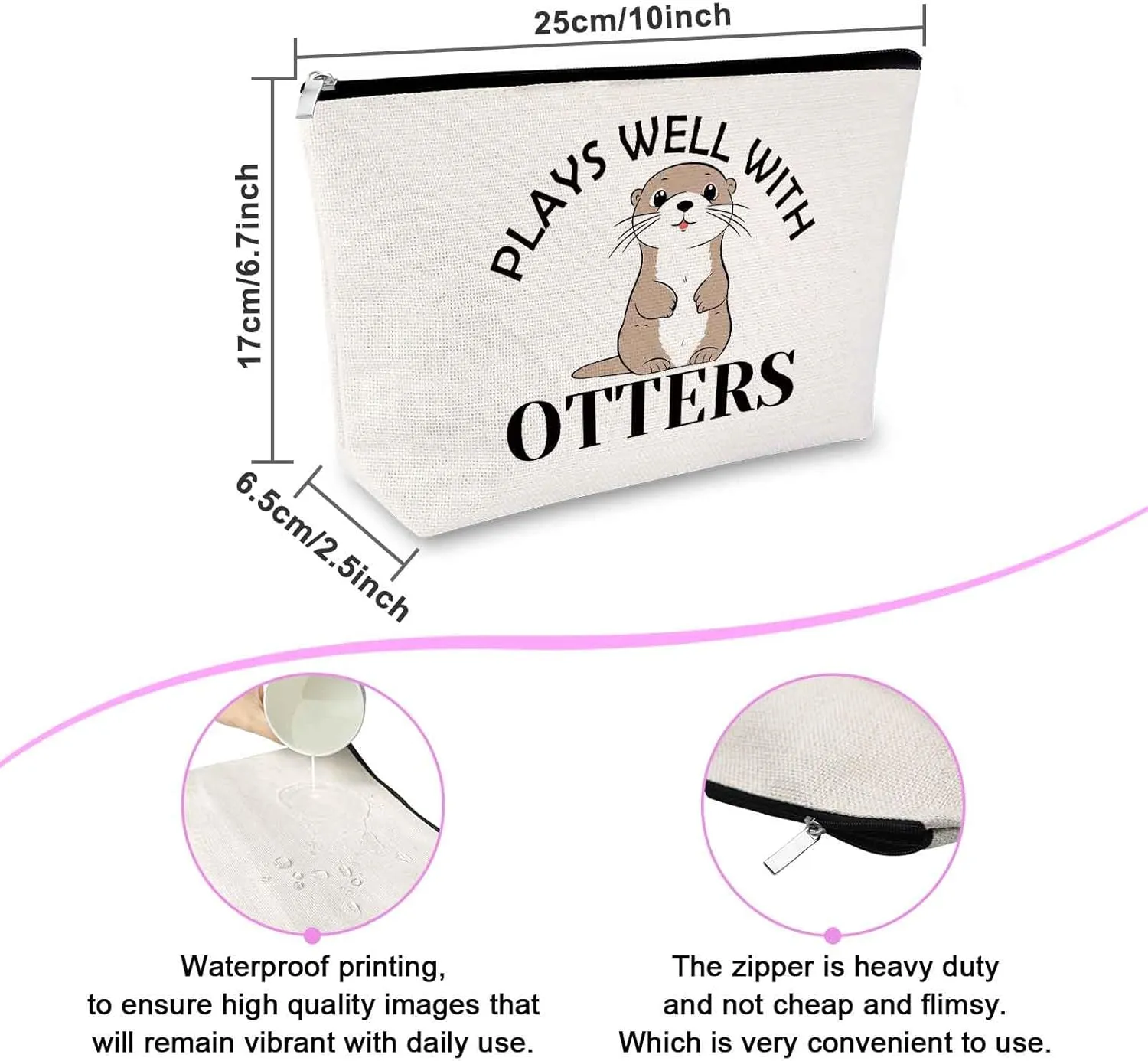 Sfodiary Otter Lover Gift Makeup Bag Sea Otter Gifts for Women Animal Lover Cosmetic Bag Animal Themed Birthday Christmas for Zookeeper Friends Mom Aunt Zipper Travel Pouch