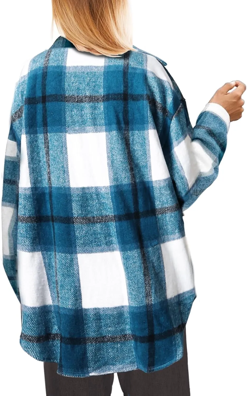SHEJIZE Women's Casual Shacket Jacket Plaid Shirts Flannel Blouses Button-Down Shirts