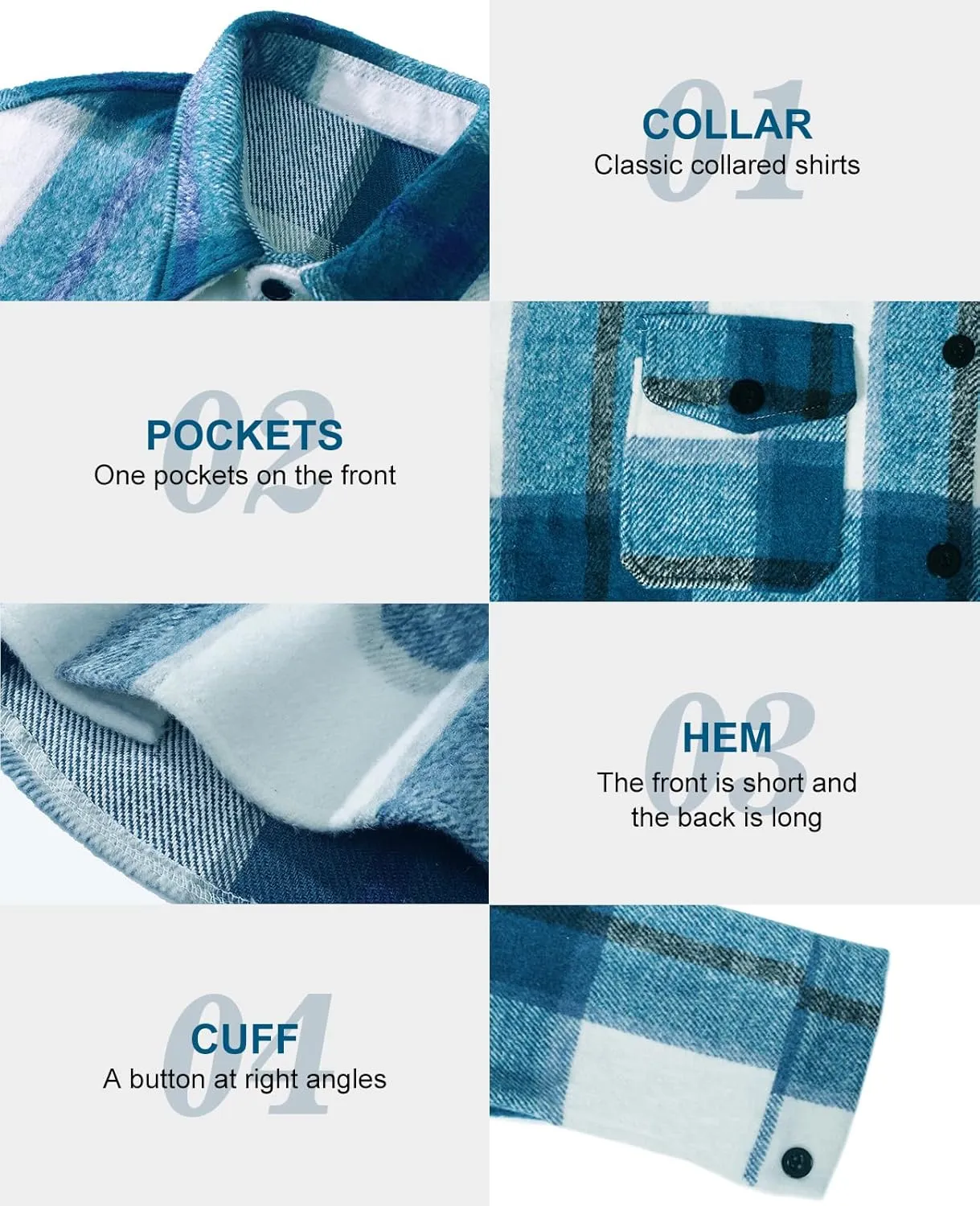SHEJIZE Women's Casual Shacket Jacket Plaid Shirts Flannel Blouses Button-Down Shirts
