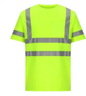 Short Sleeve Safety Shirts for Men Reflective Quick Dry Work Shirt Mens High Visibility Shirt Tees