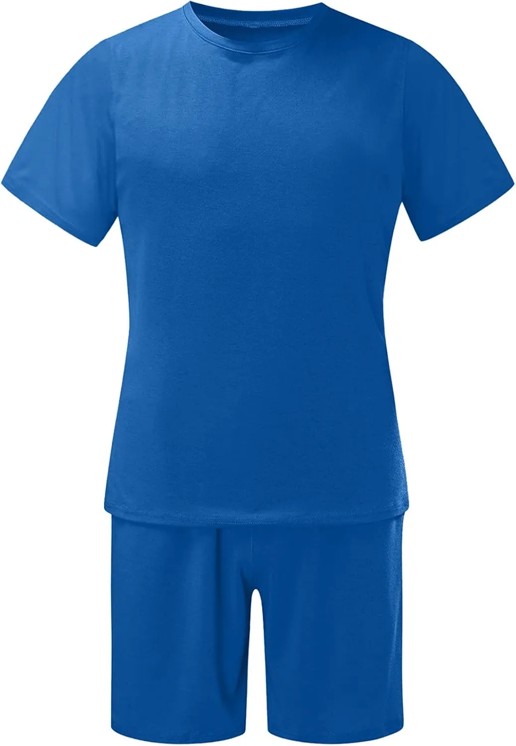 Sinzelimin Sport Casual Set for Men Two Piece Tracksuit O-Neck Short Sleeves Tees Shirts Shorts Sweatpant Jogger Workout Suit
