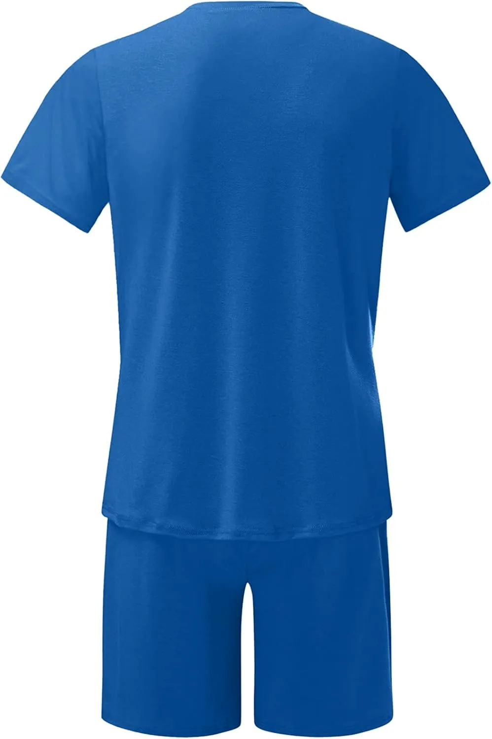 Sinzelimin Sport Casual Set for Men Two Piece Tracksuit O-Neck Short Sleeves Tees Shirts Shorts Sweatpant Jogger Workout Suit
