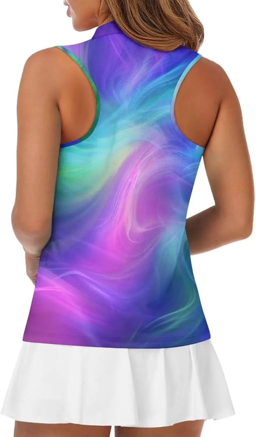 Sleeveless Golf Polo Shirts for Women, Zip Women Sleeveless Golf Shirt, Tank Tops Polo Shirts for Summer