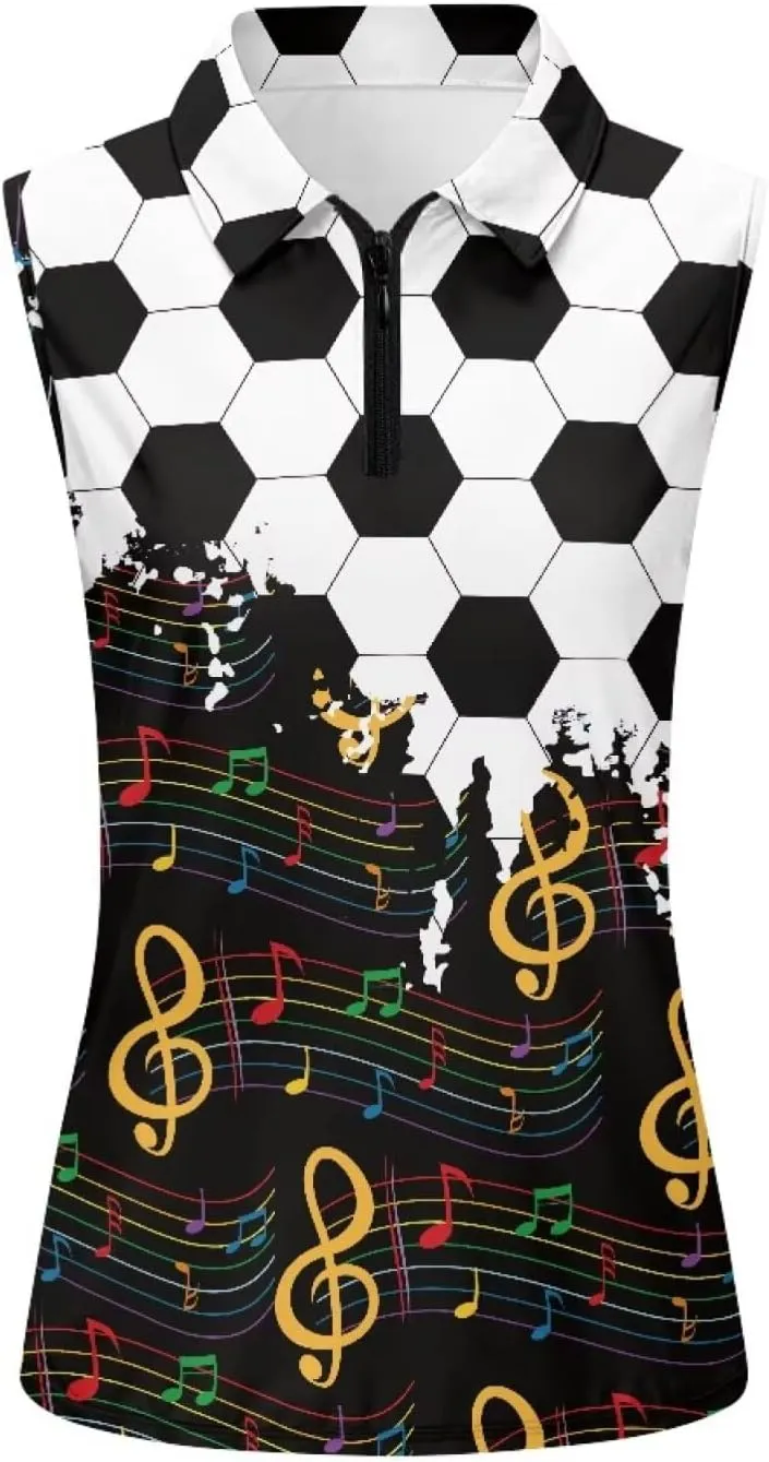 Sleeveless Golf Polo Shirts for Women, Zip Women Sleeveless Golf Shirt, Tank Tops Polo Shirts for Summer