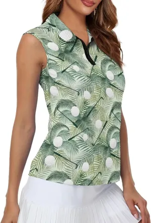 Sleeveless Golf Polo Shirts for Women, Zip Women Sleeveless Golf Shirt, Tank Tops Polo Shirts for Summer
