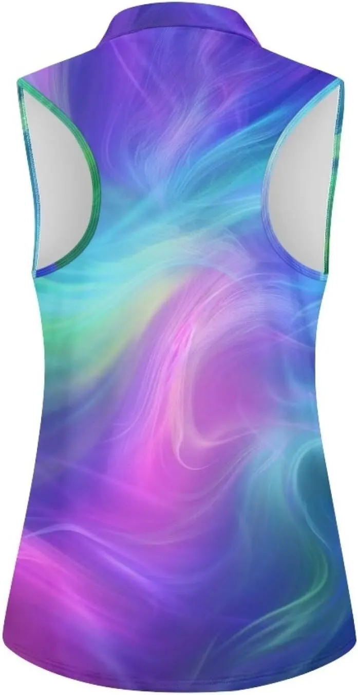 Sleeveless Golf Polo Shirts for Women, Zip Women Sleeveless Golf Shirt, Tank Tops Polo Shirts for Summer