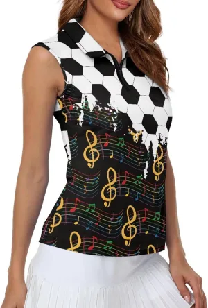 Sleeveless Golf Polo Shirts for Women, Zip Women Sleeveless Golf Shirt, Tank Tops Polo Shirts for Summer