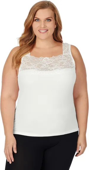 SofTech Stretch Lace Detail Cami PLUS White / 1X