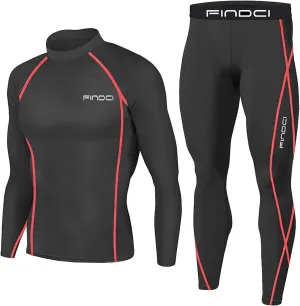 Sports Running Set for Men,Compression Shirt   Pants Skin-Tight Long Sleeves Quick Dry Fitness Tracksuit Gym