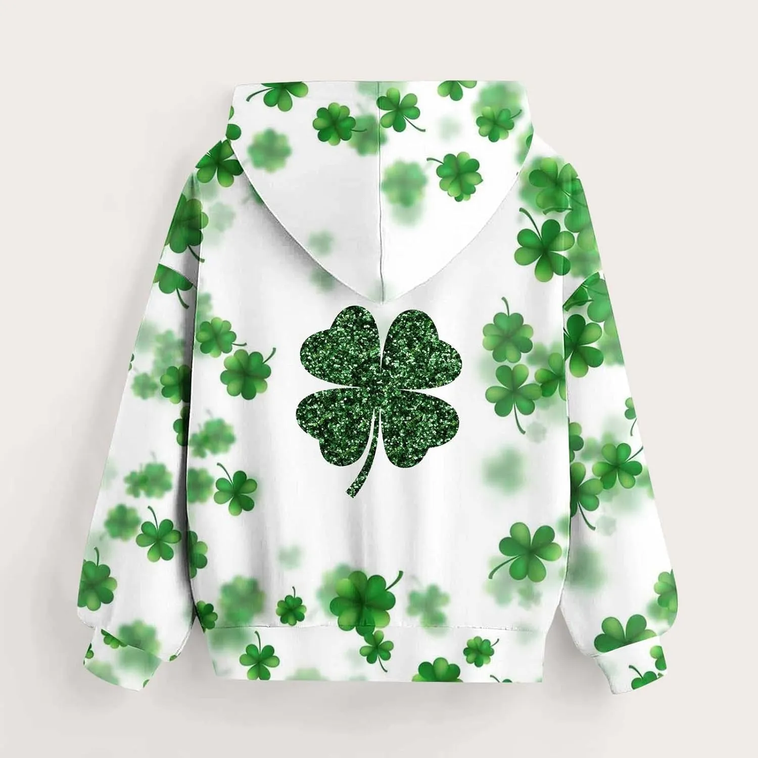 St Patrick's Day Outfit Girl Oversized Saint Pattys Hoodies Casual Shamrock Clover Print Hooded Pullover Tops