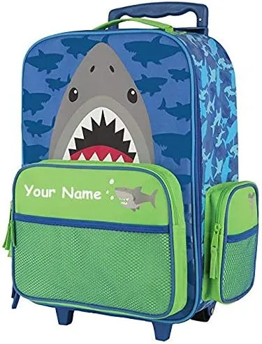 Stephen Joseph Personalized Shark Classic Rolling Luggage Suitcase Carry On Travel Bag - 14.5 Inches