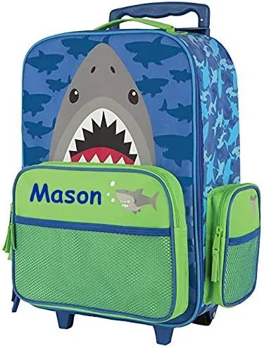 Stephen Joseph Personalized Shark Classic Rolling Luggage Suitcase Carry On Travel Bag - 14.5 Inches