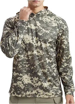Sun Shirts for Men Long Sleeve UPF 50  Sun Protection Hoodies Quick Drying Camo Sweatshirts Casual Outdoor UV Shirts