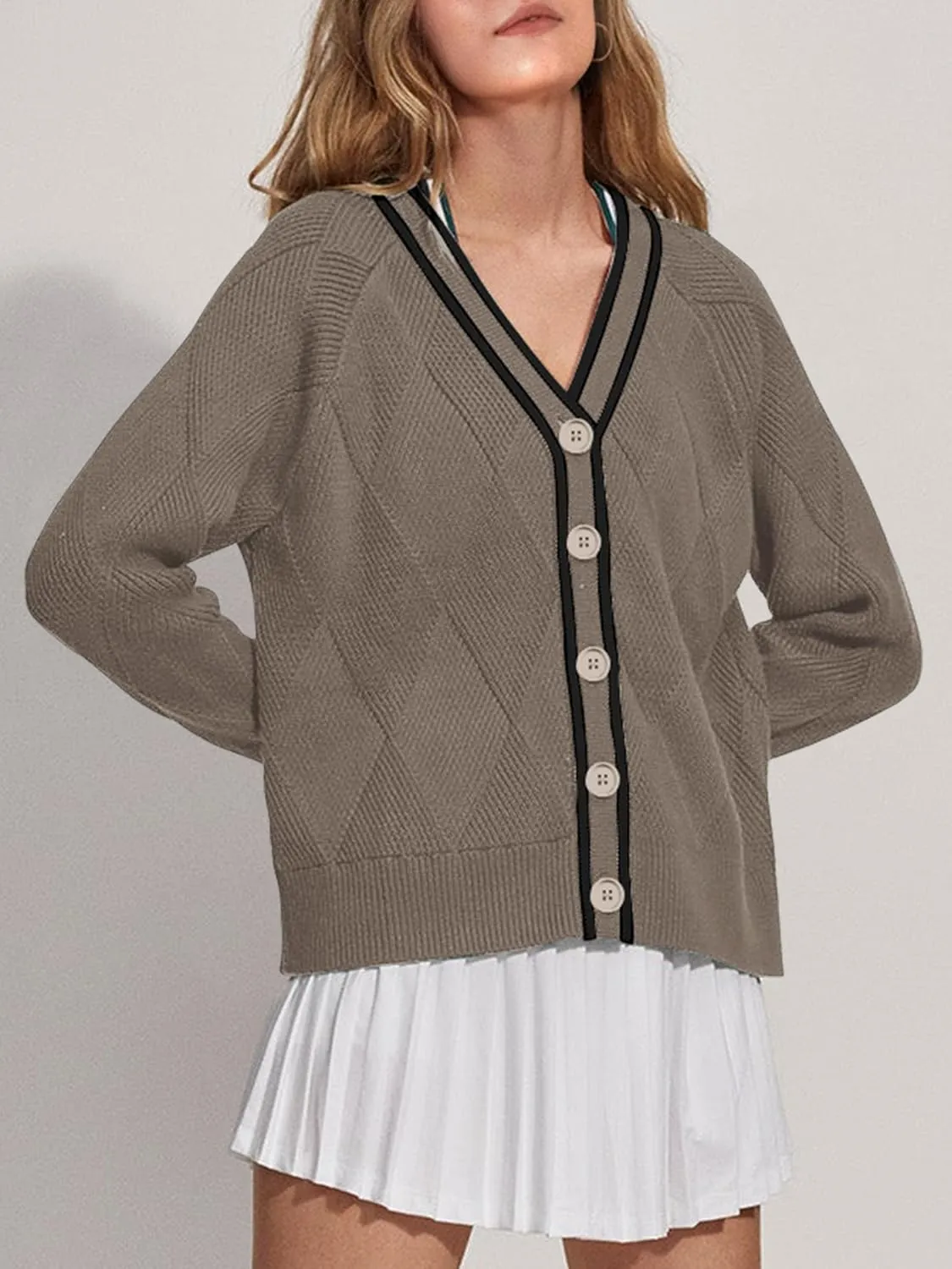 SuperPrity Cardigan Sweaters for Women Fashion 2024 Button Open Front Knit Oversized Cardigans Coat Fall Outfits Outwear
