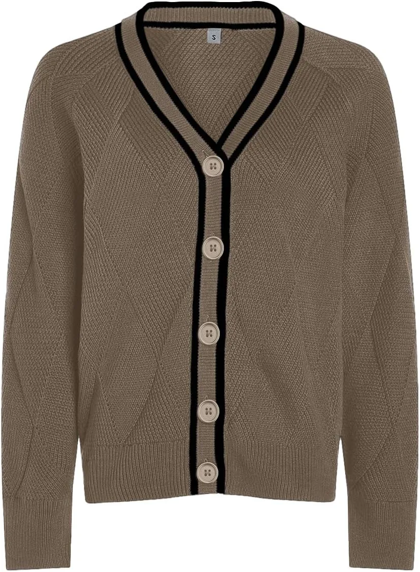 SuperPrity Cardigan Sweaters for Women Fashion 2024 Button Open Front Knit Oversized Cardigans Coat Fall Outfits Outwear