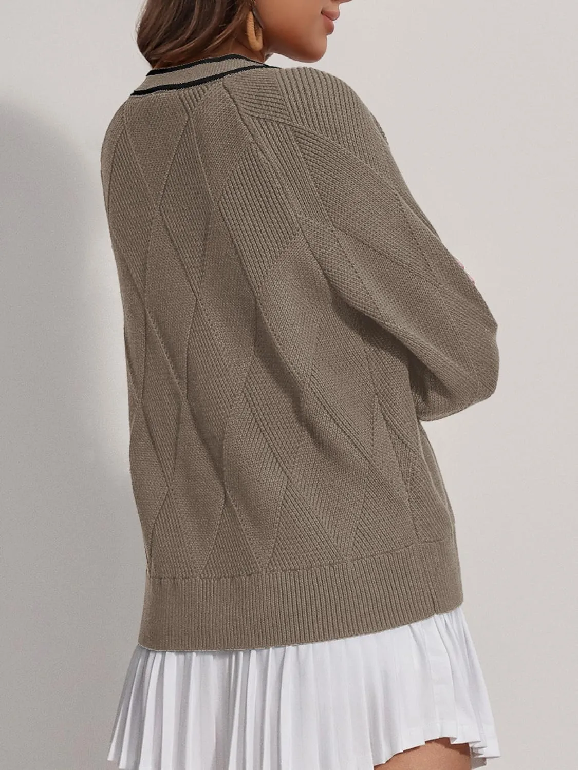 SuperPrity Cardigan Sweaters for Women Fashion 2024 Button Open Front Knit Oversized Cardigans Coat Fall Outfits Outwear