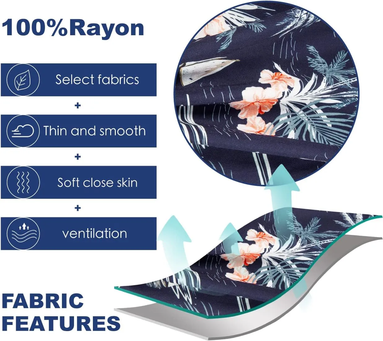 SURF CUZ Mens Hawaiian Shirts Short Sleeve Stretch Casual Aloha Shirt Vacation Mens Tropical Button Down Beach Shirts