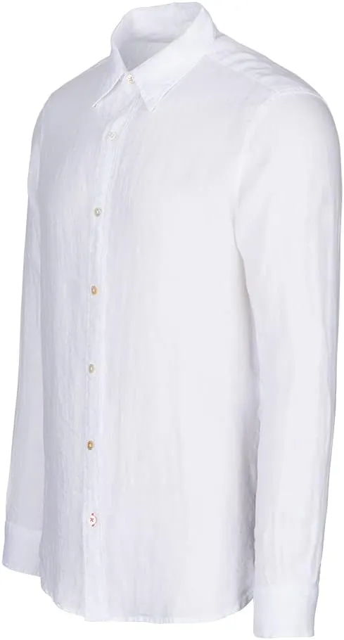 SWIMS Amalfi 100% Linen Shirts for Men, Collar Button Down Shirt, Mens Casual Long Sleeves Untucked Vacation Resort Wear