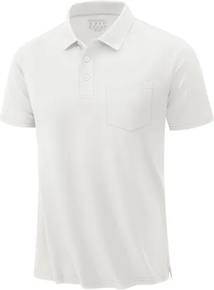TACVASEN Mens Polo Golf Shirts with Pocket Pique Cooling Performance Moisture Wicking Polo Shirts