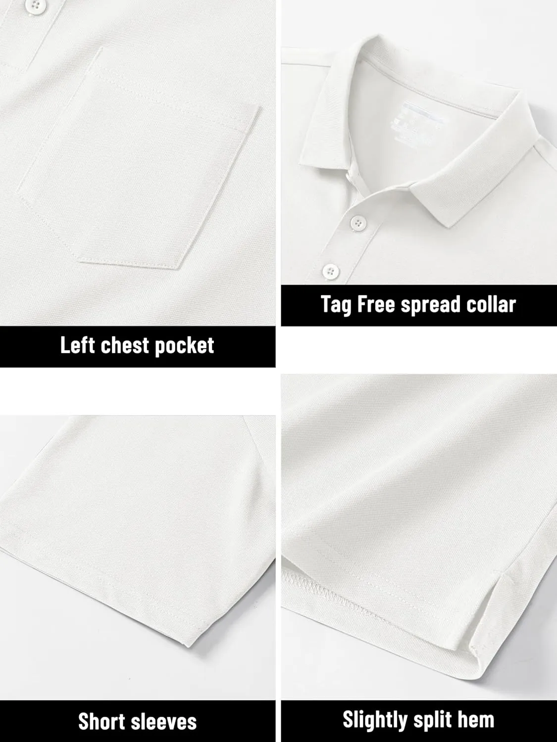 TACVASEN Mens Polo Golf Shirts with Pocket Pique Cooling Performance Moisture Wicking Polo Shirts