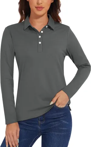 TACVASEN Polo Shirts for Women Casual T-Shirts Long Sleeve Golf Tops