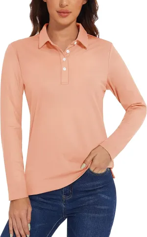 TACVASEN Polo Shirts for Women Casual T-Shirts Long Sleeve Golf Tops