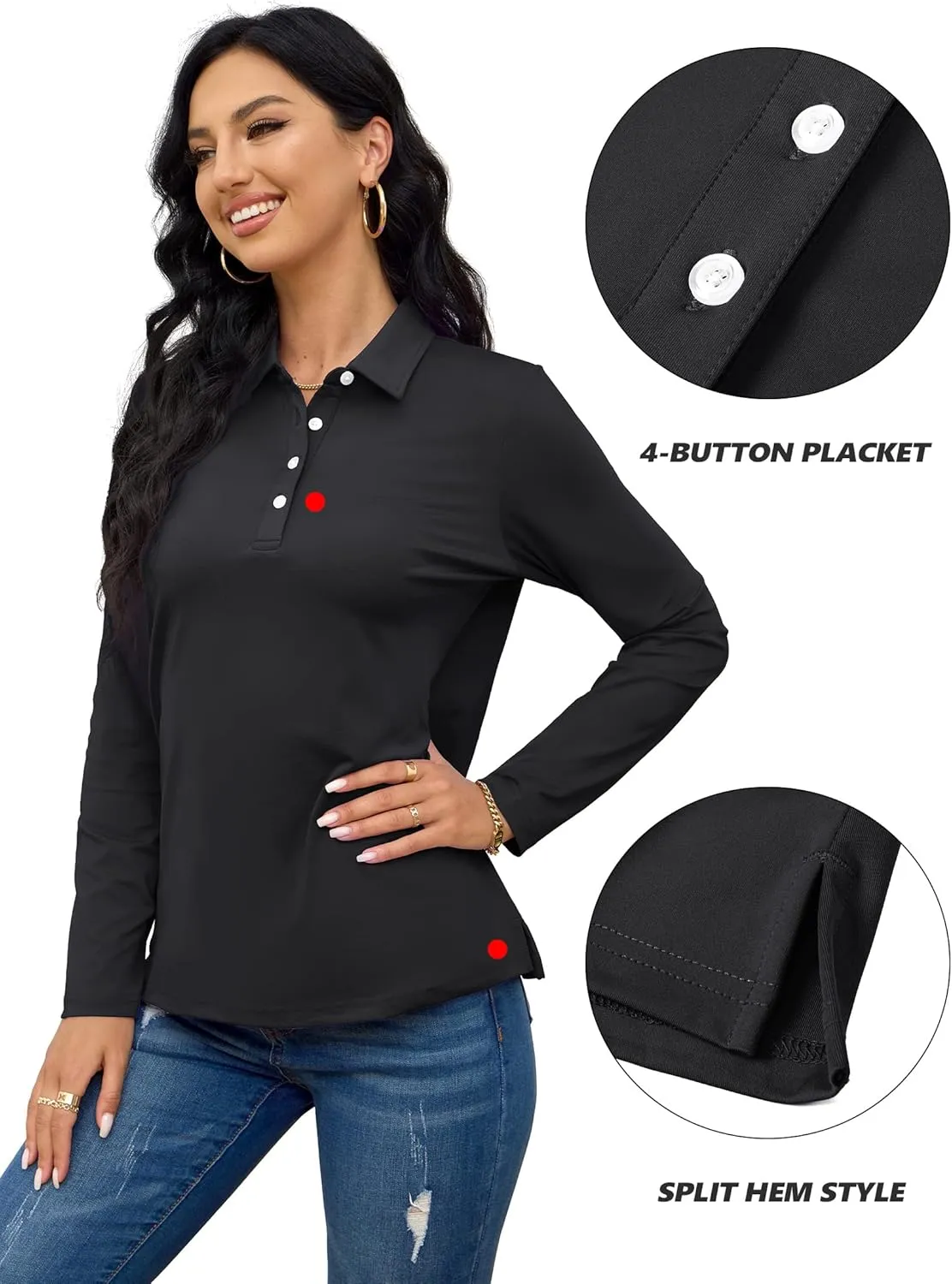 TACVASEN Polo Shirts for Women Casual T-Shirts Long Sleeve Golf Tops